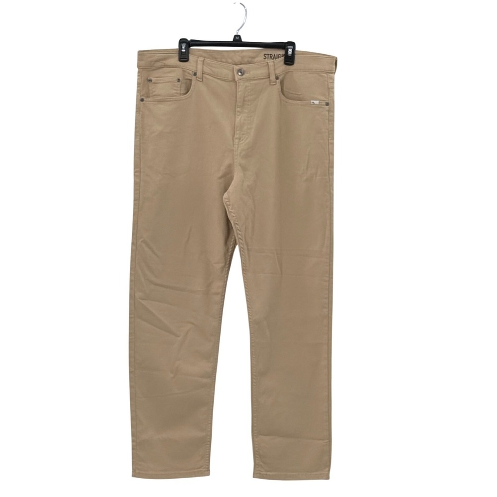 Quiksilver Soft Mens Straight Fit Pants Tan Khaki 5-Pocket Twill Size 38x30
